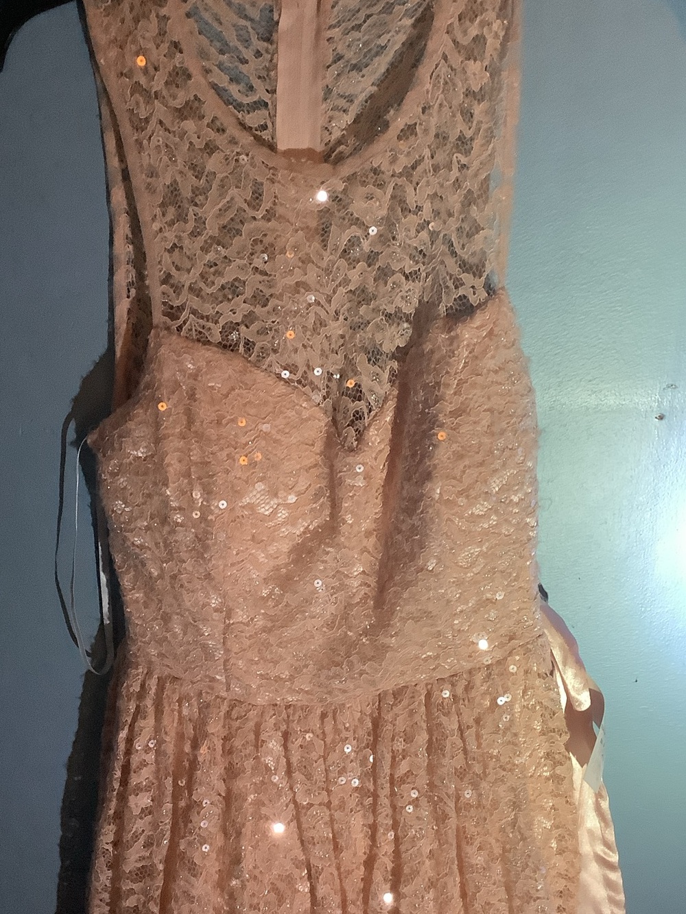 B Darlin Blush Lace & Sequin Party Dress